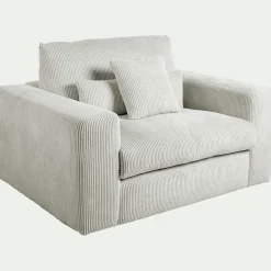 Fauteuil*alinea Fauteuil fixe en velours côtelé - borie Gris