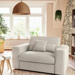 Fauteuil*alinea Fauteuil fixe en velours côtelé - roucas Beige