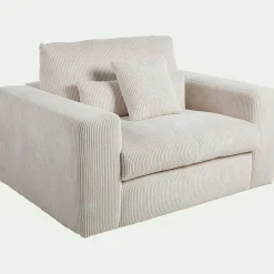 Fauteuil*alinea Fauteuil fixe en velours côtelé - roucas Beige