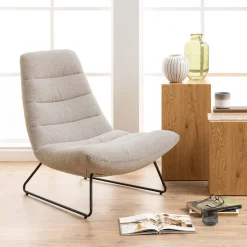 Fauteuil*alinea Fauteuil incurvé en tissu et métal - Beige