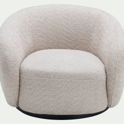 Fauteuil*alinea Fauteuil pivotant en tissu bouclette - Beige