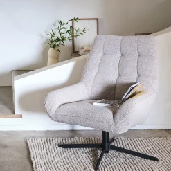 Fauteuil*alinea Fauteuil pivotant en tissu boulette - Beige