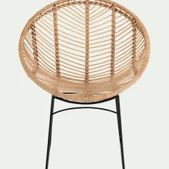 Fauteuil*alinea Fauteuil rond en rotin et métal - Naturel