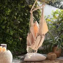 Pouf Exterieur|Fauteuil Suspendu*alinea Fauteuil suspendu en polycoton - nèfle Beige