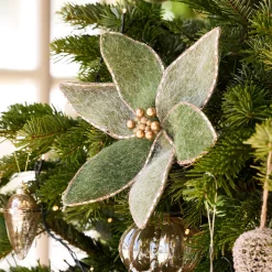 Suspension De Noël|Décoration À Suspendre*alinea Fleur à clip en feutre 23x21cm - Vert