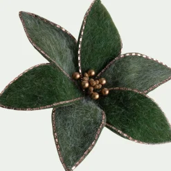 Suspension De Noël|Décoration À Suspendre*alinea Fleur à clip en feutre 23x21cm - Vert