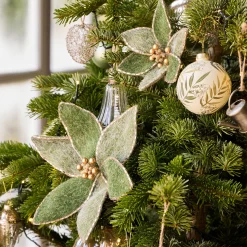 Suspension De Noël|Décoration À Suspendre*alinea Fleur à clip en feutre 14x12cm - Vert