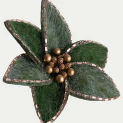 Suspension De Noël|Décoration À Suspendre*alinea Fleur à clip en feutre 14x12cm - Vert