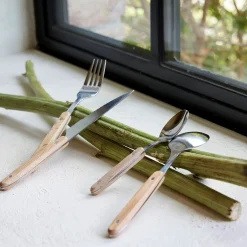 Couvert De Table*alinea Fourchette en inox et manche en bois de hêtre - Naturel