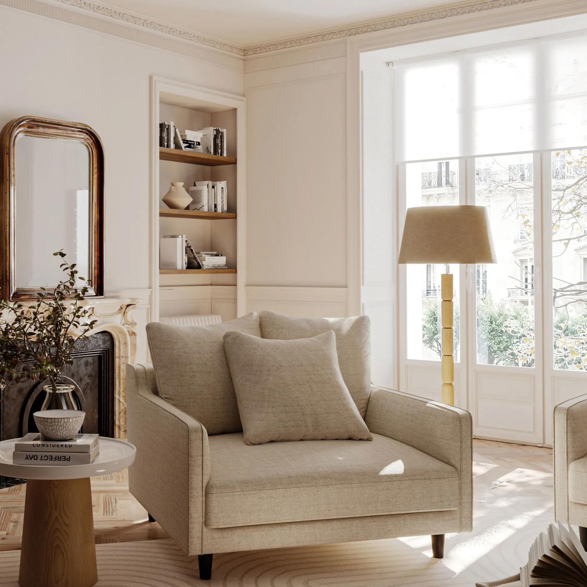 Fauteuil|Petit Canapé*alinea Grand fauteuil fixe en tissu monclar - roucas Beige