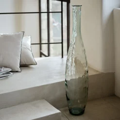 Vase*alinea Grand vase bouteille en verre recyclé - H100cm Bleu