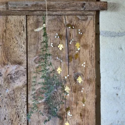 Guirlande De Noël*alinea Guirlande de Noël en feuilles en laiton et perles L183cm - Doré