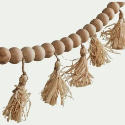 Guirlande Déco|Guirlande Déco*alinea Guirlande perles de bois et pompons en raphia - L155cm Naturel