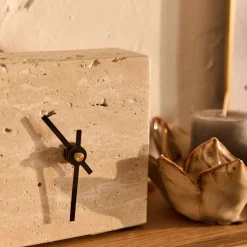 Horloge|Décoration À Poser*alinea Horloge à poser en travertin L10xH10cm - Naturel