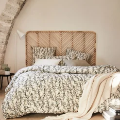 Housse De Couette*alinea Housse de couette à motif végétal en percale de coton 240x220cm - Blanc