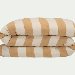 Parure De Lit*alinea Housse de couette à rayures en coton flammé lavé 240x220cm - Jaune