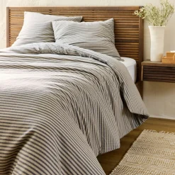 Housse De Couette*alinea Housse de couette à rayures en flanelle de coton 240x220cm - Gris