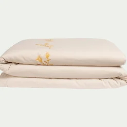 Housse De Couette*alinea Housse de couette brodée en lin lavé et coton 260x240cm - Blanc