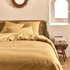 Housse De Couette*alinea Housse de couette en coton motif carreaux 240x220cm - Jaune