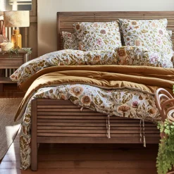 Housse De Couette*alinea Housse de couette en coton lavé motif floral 240x220cm - Bleu