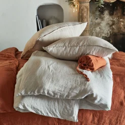 Housse De Couette*alinea Housse de couette en lin lavé 240x220cm - rustrel Marron