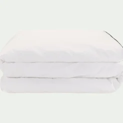 Housse De Couette*alinea Housse de couette en percale de coton 260x240cm liseré tressé bleu calabrun - Blanc