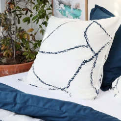 Parure De Lit*alinea Housse de couette 260x240cm et 2 taies d'oreiller 63x63cm en coton flammé lavé - Blanc