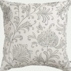 Parure De Lit*alinea Housse de couette 240x220cm et 2 taies d'oreiller 63x63cm en percale de coton motif floral - Blanc