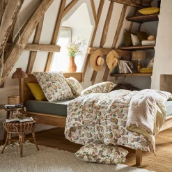 Parure De Lit*alinea Housse de couette 240x220cm et 2 taies d'oreiller 63x63cm motif floral en coton lavé - Orange