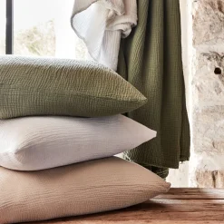 Parure De Lit*alinea Housse de couette 240x220cm et 2 taies d'oreiller 63x63cm en double gaze de coton - alpilles Beige