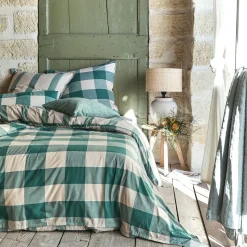 Parure De Lit*alinea Housse de couette 240x220cm et 2 taies d'oreiller 63x63cm en coton lavé - Vert
