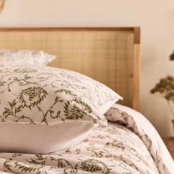 Parure De Lit*alinea Housse de couette 240x220cm et 2 taies d'oreiller 63x63cm en coton motif baroque - Blanc