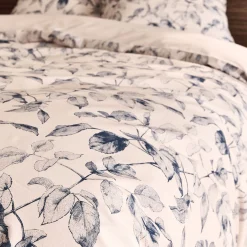 Parure De Lit*alinea Housse de couette 240x220cm et 2 taies d'oreiller 63x63cm en percale de coton motif végétal - Bleu
