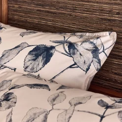 Parure De Lit*alinea Housse de couette 240x220cm et 2 taies d'oreiller 63x63cm en percale de coton motif végétal - Bleu