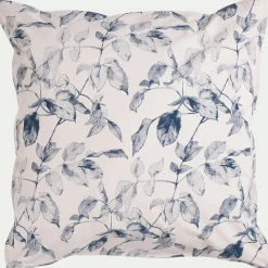 Parure De Lit*alinea Housse de couette 240x220cm et 2 taies d'oreiller 63x63cm en percale de coton motif végétal - Bleu