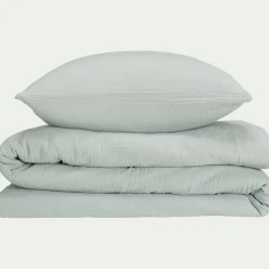 Parure De Lit*alinea Housse de couette 240x220cm et 2 taies d'oreiller 63x63cm en double gaze de coton - littoral Bleu