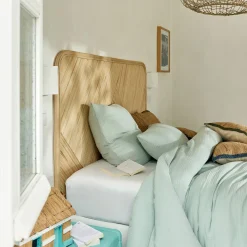 Parure De Lit*alinea Housse de couette 240x220cm et 2 taies d'oreiller 63x63cm en double gaze de coton - littoral Bleu