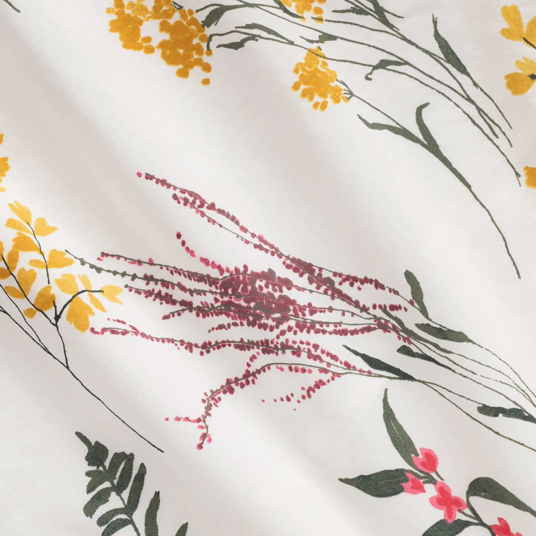 Parure De Lit*alinea Housse de couette 240x220cm et 2 taies d'oreiller 63x63cm en percale de coton lavé motif floral - Jaune