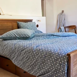 Parure De Lit*alinea Housse de couette 240x220cm et 2 taies d'oreiller 63x63cm en coton lavé - Bleu