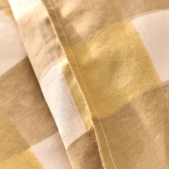 Parure De Lit*alinea Housse de couette 240x220cm et 2 taies d'oreiller 63x63cm en coton lavé à motif carreaux - Marron