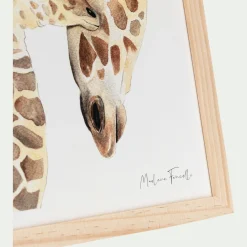 Matelas Enfant|Déco Murale*alinea Image aquarelle encadrée famille de girafes - A4 Naturel