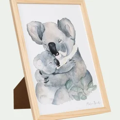 Matelas Enfant|Déco Murale*alinea Image aquarelle encadrée famille de koalas - A4 Naturel