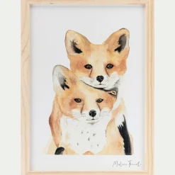 Matelas Enfant|Déco Murale*alinea Image aquarelle encadrée famille de renards - A4 Naturel