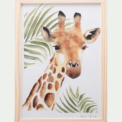 Matelas Enfant|Déco Murale*alinea Image aquarelle encadrée girafe - A4 Naturel