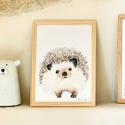 Matelas Enfant|Déco Murale*alinea Image aquarelle encadrée Hérisson - A4 Beige