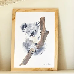 Matelas Enfant|Déco Murale*alinea Image aquarelle encadrée Koala - A4 Beige