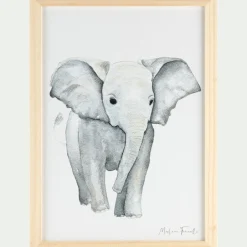 Matelas Enfant|Déco Murale*alinea Image aquarelle encadrée Éléphant - A4 Beige