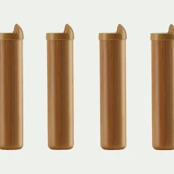 Pied De Sommier*alinea Jeu de 4 pieds de sommier cadre à lattes en hêtre massif H22 cm - Bois clair