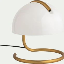 Lampe À Poser*alinea Lampe à poser design en acier et verre H25cm - Blanc