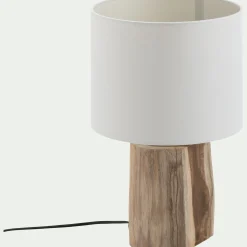 Lampe De Chevet|Lampe À Poser*alinea Lampe à poser en bois d'acacia - blanc D12xH39cm Naturel